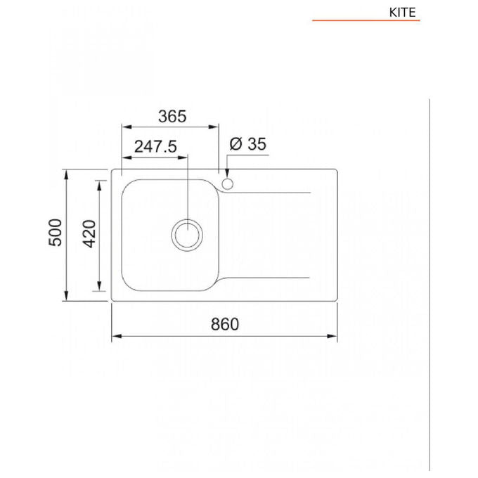 Franke Lavello in Tectonite KID 611-86 3 1-2 WWK Gocciolatoio reversibile 1 Vasca Grigio 143.0653.589