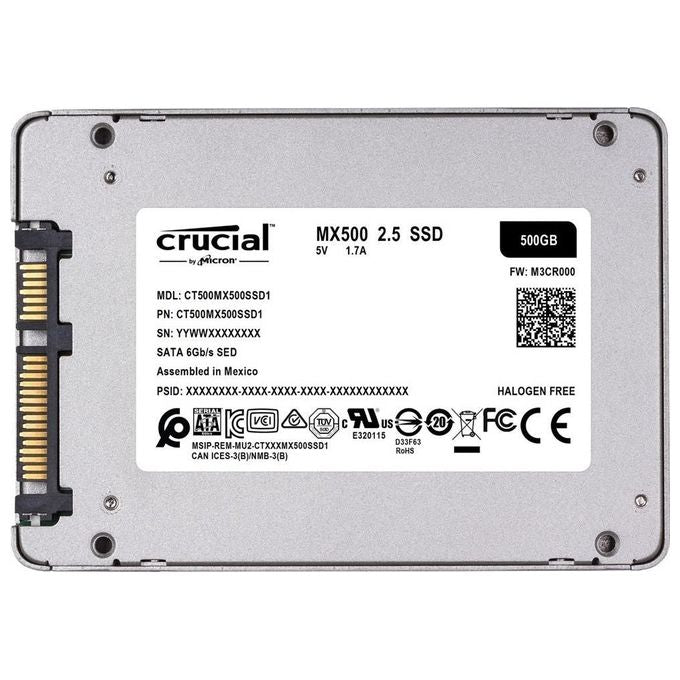 Crucial SSD 2.5 500GB SATA3 MX500 Solido e Prestazionale per il Tuo Sistema Informatico