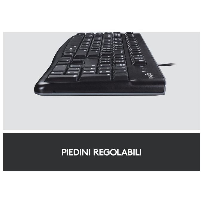 Logitech K120 Tastiera USB Cablata Full-size QWERTY Italiano Nero per Windows-Linux