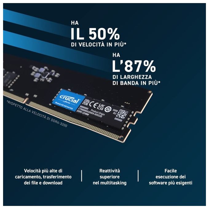 Crucial CT16G48C40U5 Memoria Ram 16Gb DDR5 4800 MHz Data Integrity Check