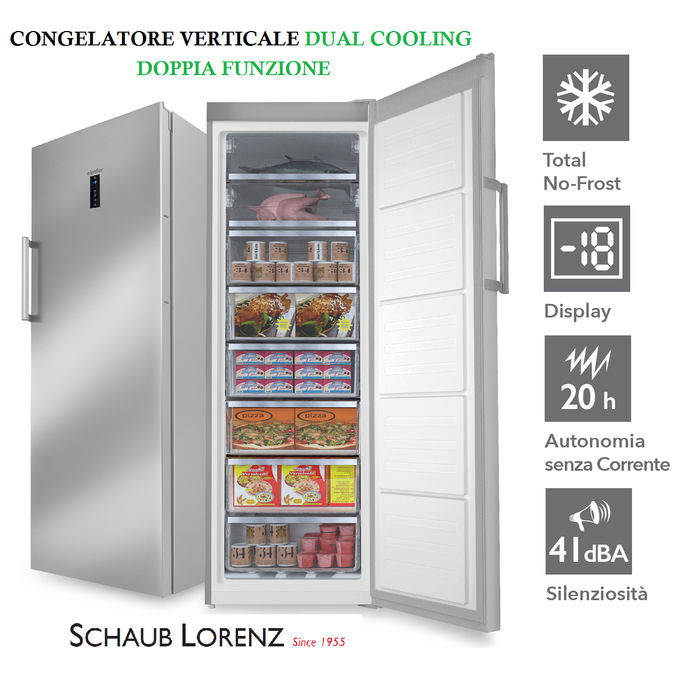 Schaub-Lorenz SSCVND310X Congelatore Verticale Capacita' Lorda 308 Litri Colore Acciaio Inox Classe Energetica F