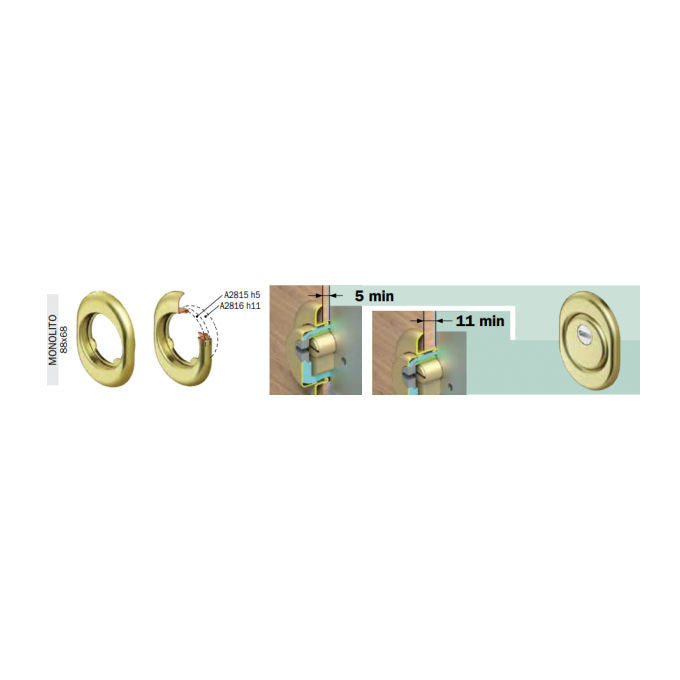 Disec Bd200 Serratura Defender Monolito Sf Ottonato Lucido 25mm
