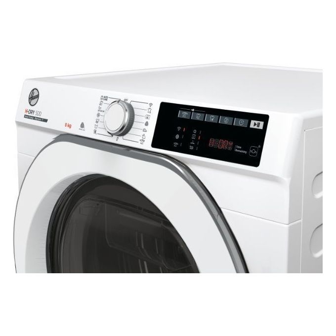 Hoover NDE H8A2TCEXS-S H-Dry 500 - Asciugatrice a pompa di calore 8 kg, Classe A++, connettivita' Wi-Fi + Bluetooth, programma Auto Care, (85x60x59 cm), Bianco