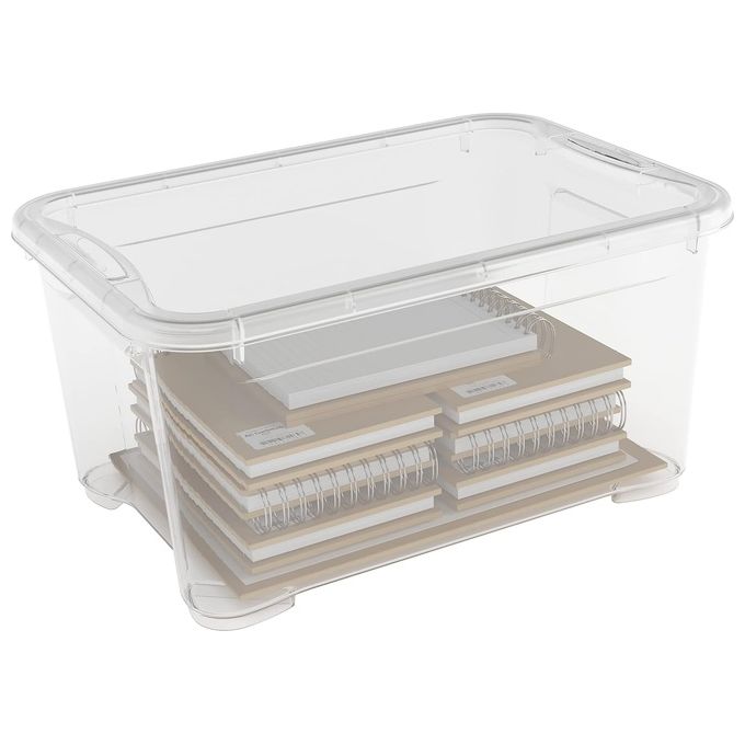 Keter Set di 5 Contenitori in Plastica T Box XS Trasparenti per Vestiti Scarpe e Portaoggetti 14 L 38x26x19H cm