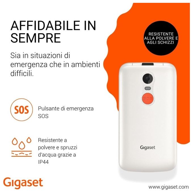 Gigaset Telefono Cellulare per Anziani GL595 Clamshell Bianco