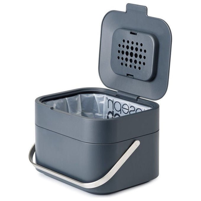 Joseph Joseph 30016 Stack 4 Compostiera 4 L con Filtro Antiodore Maniglia Acciaio Coperchio Antiodore Forma Rettangolare colore Grafite