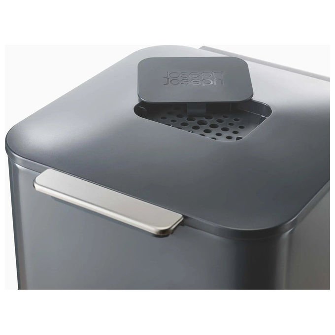 Joseph Joseph 30065 Totem Compact Pattumiera per raccolta differenziata 40 L con due scomparti da 20 L e contenitore estraibile per rifiuti umidi 3 L colore Grigio