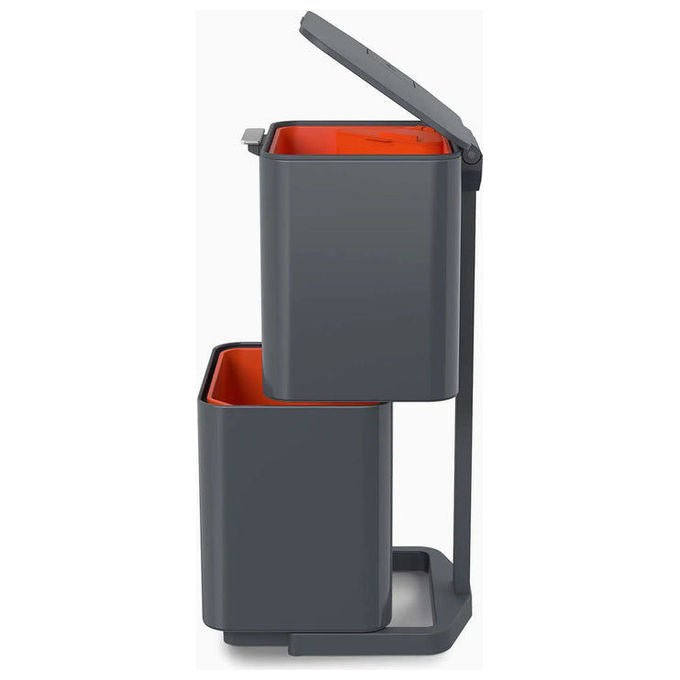 Joseph Joseph 30065 Totem Compact Pattumiera per raccolta differenziata 40 L con due scomparti da 20 L e contenitore estraibile per rifiuti umidi 3 L colore Grigio