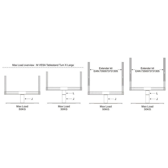 Multibrackets 3057 Supporto TV da Tavolo Rotazione 30° Max 75'' 50 Kg VESA 800x400 mm colore Nero
