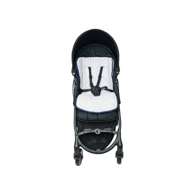 Baby Idea 3093B – Materassino passeggino universale 35×40 cm, cotone imbottito, con doppie asole, colore grigio-blu