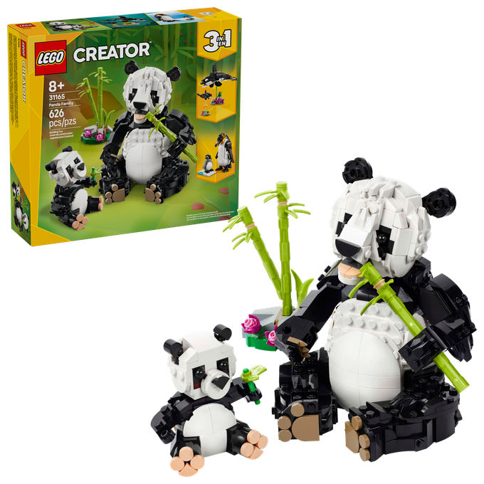 Lego 31165 Creator Animali Selvatici Set da Costruzione 3 in 1 Famiglia di Panda Pinguino Orca 626 Pezzi 8+