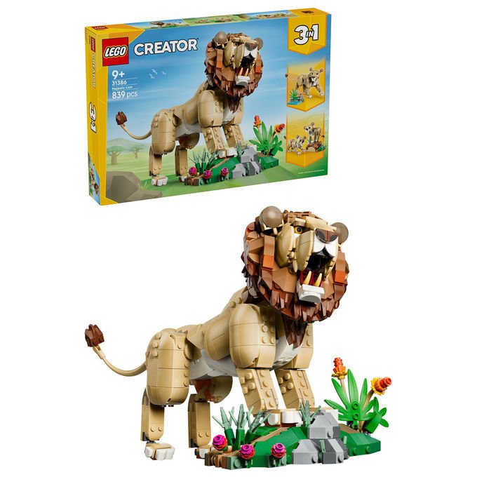 Lego 31386 Creator 3in1 Set Costruzioni Animali Selvatici Leone Maestoso 839 pezzi da 9 anni