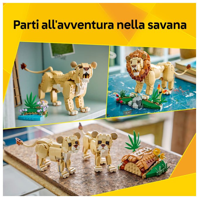 Lego 31386 Creator 3in1 Set Costruzioni Animali Selvatici Leone Maestoso 839 pezzi da 9 anni