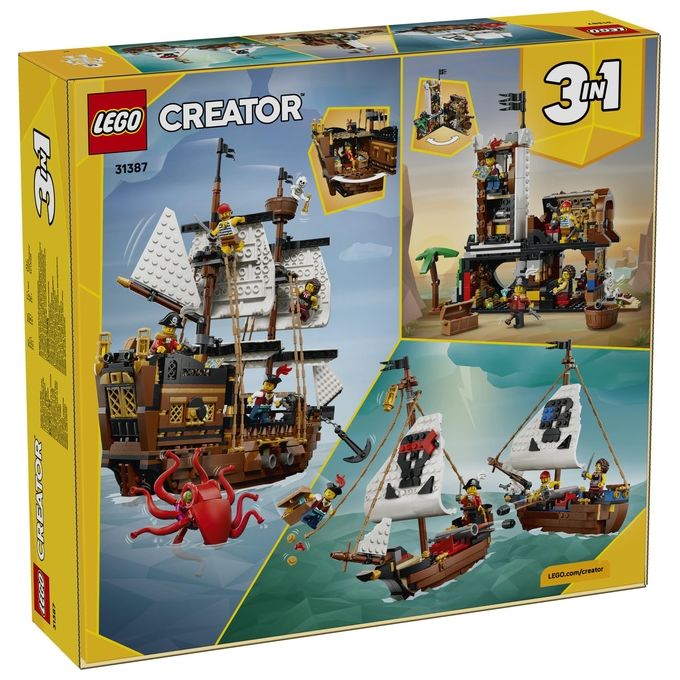 Lego 31387 Creator 3 in 1 Set da Costruzione Nave da Pirata 1074 Pezzi 5 Minifigure 9 Anni colore Multicolore