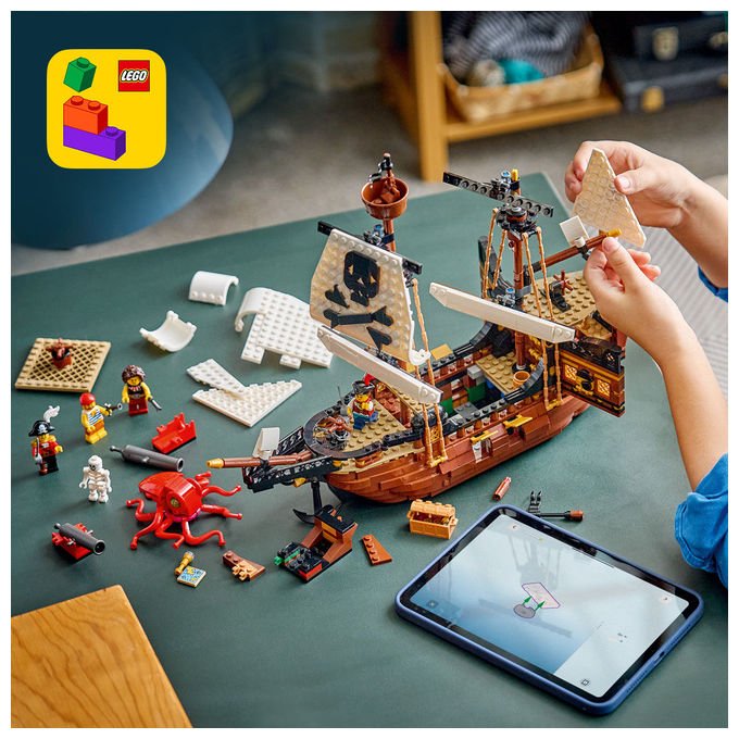Lego 31387 Creator 3 in 1 Set da Costruzione Nave da Pirata 1074 Pezzi 5 Minifigure 9 Anni colore Multicolore