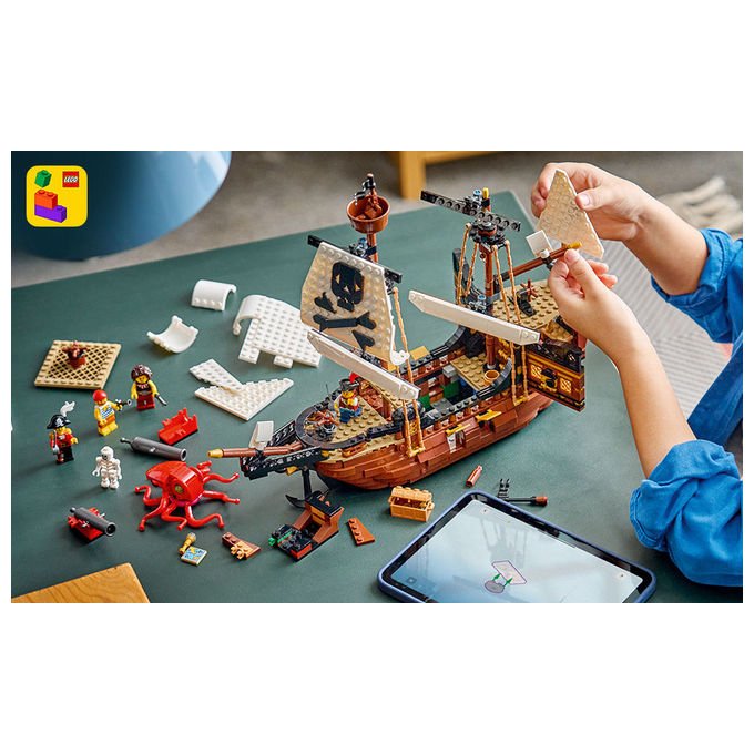 Lego 31387 Creator 3 in 1 Set da Costruzione Nave da Pirata 1074 Pezzi 5 Minifigure 9 Anni colore Multicolore