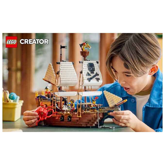 Lego 31387 Creator 3 in 1 Set da Costruzione Nave da Pirata 1074 Pezzi 5 Minifigure 9 Anni colore Multicolore