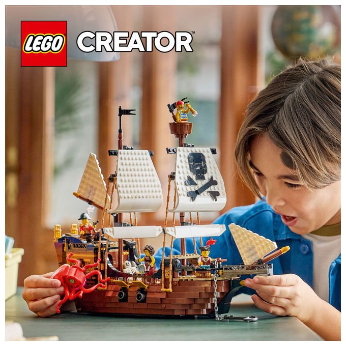 Lego 31387 Creator 3 in 1 Set da Costruzione Nave da Pirata 1074 Pezzi 5 Minifigure 9 Anni colore Multicolore