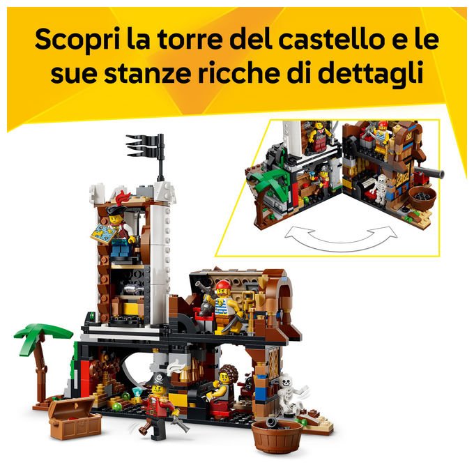 Lego 31387 Creator 3 in 1 Set da Costruzione Nave da Pirata 1074 Pezzi 5 Minifigure 9 Anni colore Multicolore
