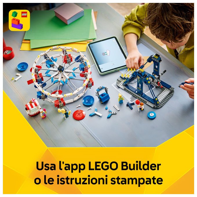Lego 31389 Creator Set di Costruzione 3 in 1 Ruota Panoramica UFO Giostra 916 pezzi 4 Minifigure da 8 anni