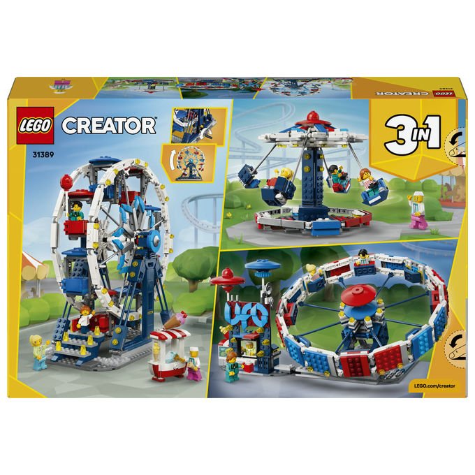 Lego 31389 Creator Set di Costruzione 3 in 1 Ruota Panoramica UFO Giostra 916 pezzi 4 Minifigure da 8 anni