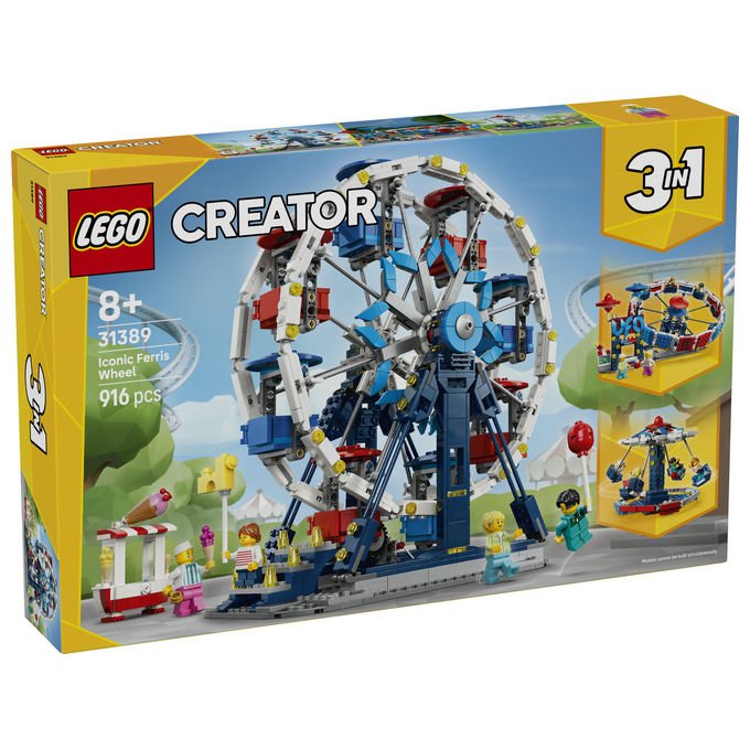 Lego 31389 Creator Set di Costruzione 3 in 1 Ruota Panoramica UFO Giostra 916 pezzi 4 Minifigure da 8 anni