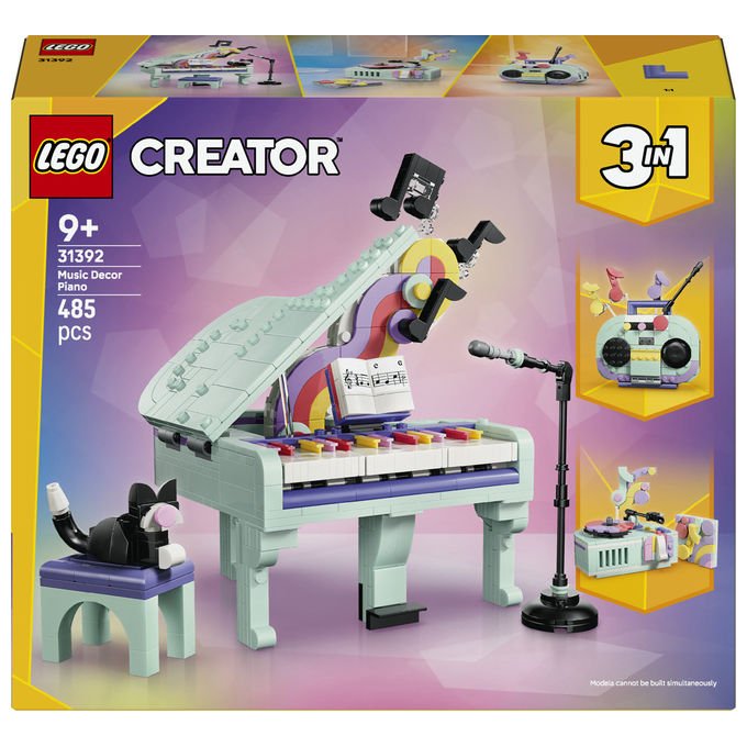 Lego 31392 Creator 3 in 1 Set Costruzioni Pianoforte Decorativo con Gatto Radio Giradischi 485 pezzi da 9 anni