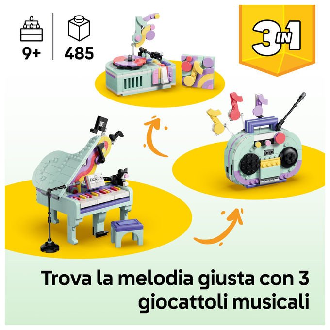 Lego 31392 Creator 3 in 1 Set Costruzioni Pianoforte Decorativo con Gatto Radio Giradischi 485 pezzi da 9 anni