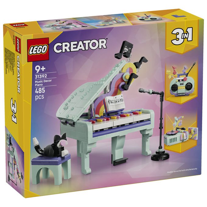 Lego 31392 Creator 3 in 1 Set Costruzioni Pianoforte Decorativo con Gatto Radio Giradischi 485 pezzi da 9 anni