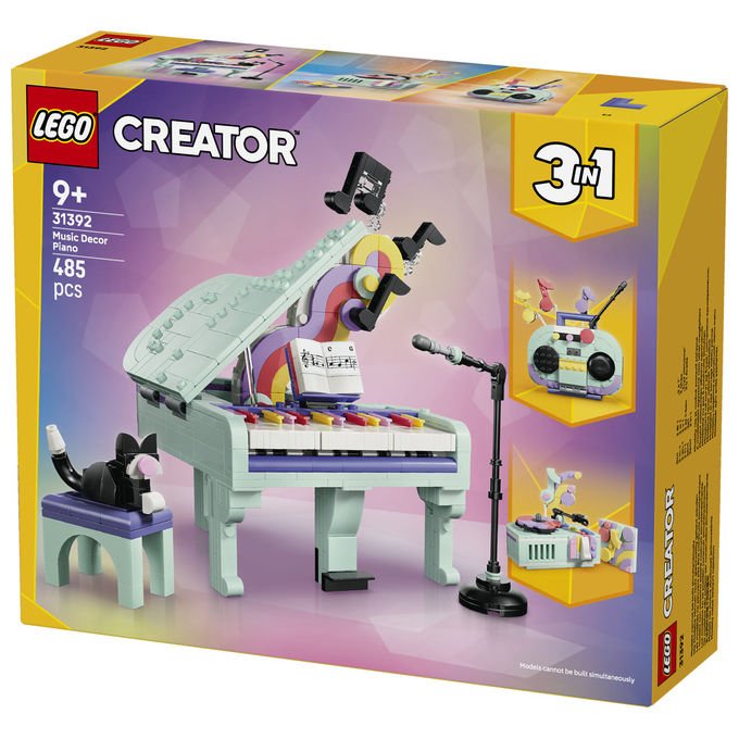 Lego 31392 Creator 3 in 1 Set Costruzioni Pianoforte Decorativo con Gatto Radio Giradischi 485 pezzi da 9 anni