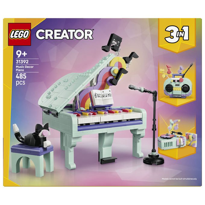 Lego 31392 Creator 3 in 1 Set Costruzioni Pianoforte Decorativo con Gatto Radio Giradischi 485 pezzi da 9 anni
