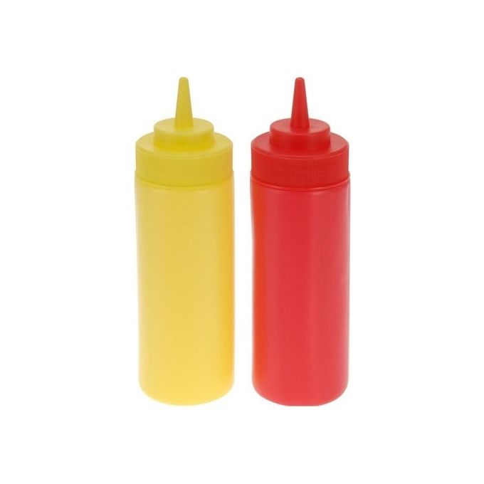 Bbq Dosatore per Alimenti Flaconi Squeeze 2 Pezzi Rosso e Giallo