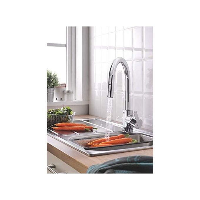 Grohe Rubinetto Miscelatore Monocomando con Doccetta Estraibile per Lavello da Cucina Cromo Lucido Starlight Feel
