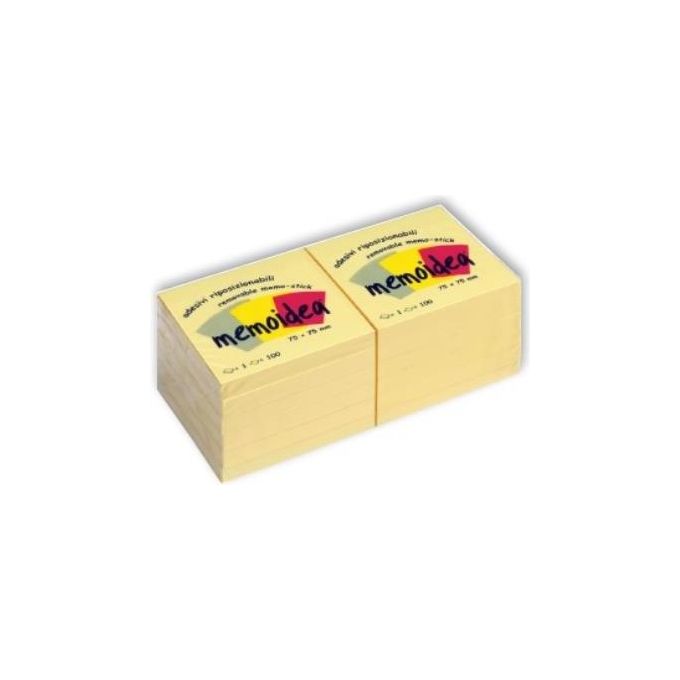 Memoidea Confezione 12 Notes 75x75mm Giallo Pastello