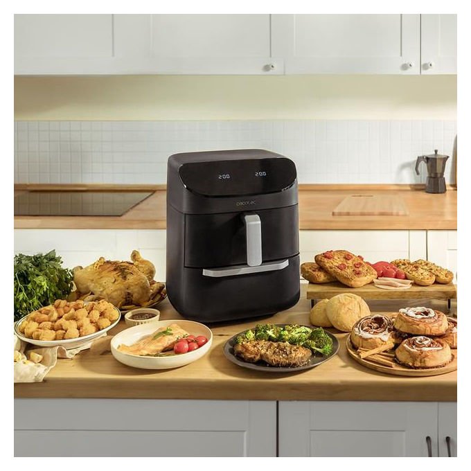 Cecotec 8435484032827 Cecofry FoodCourt 11000 Connected C Friggitrice ad aria 11 L 1850 W 8 programmi Touchscreen Wi-Fi colore Nero