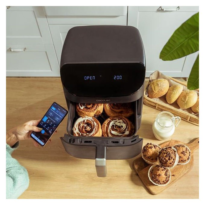 Cecotec 8435484032827 Cecofry FoodCourt 11000 Connected C Friggitrice ad aria 11 L 1850 W 8 programmi Touchscreen Wi-Fi colore Nero