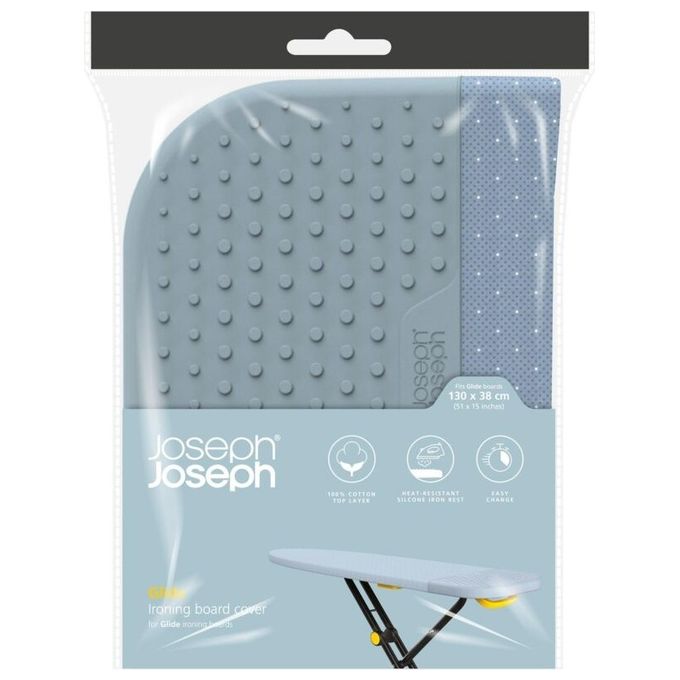 Joseph Joseph 50050 Glide Copertura per asse da stiro in cotone e feltro con riposo per ferro da stiro in silicone integrato colore Ecru