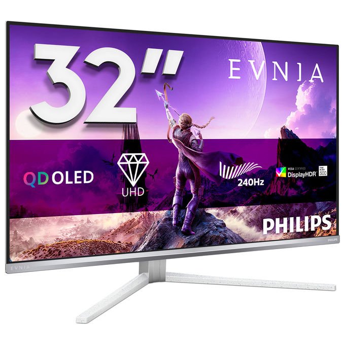 Philips 32M2N8900P-00 Evnia Monitor 31,5'' QD-OLED 4K UHD 240Hz 0,03ms HDR TrueBlack 400 KVM USB-C colore Bianco