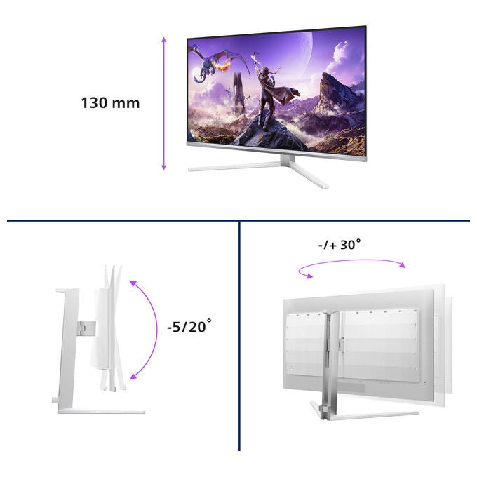 Philips 32M2N8900P-00 Evnia Monitor 31,5'' QD-OLED 4K UHD 240Hz 0,03ms HDR TrueBlack 400 KVM USB-C colore Bianco