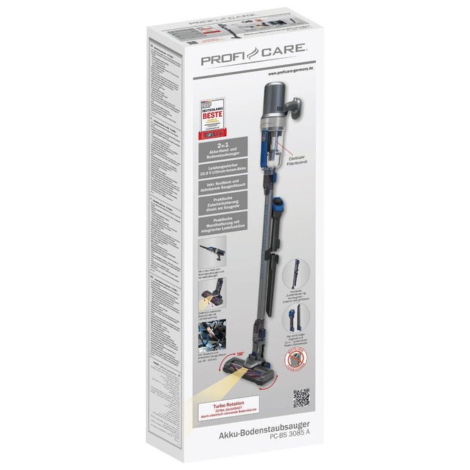 ProfiCare PC-BS 3085 A Aspirapolvere 2 in 1 Filtrazione ciclonica senza sacchetto 25.9 V 2200 mAh fino a 40 minuti di autonomia colore Nero-Antracite