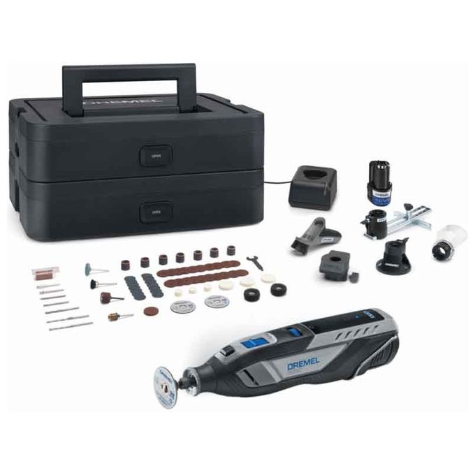Dremel F0138250JF 8250 Platinum+ Multiutensile Compatto a Batteria Brushless 12,0 V 2,0 Ah 65 Utensili inclusi colore Nero