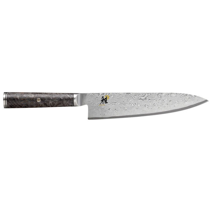 MIYABI 34401-201-0 5000MCD-67 Coltello da Cucina in Acciaio MC66 MicroCarbide con Lama 20 cm e Manico Ergonomico a D colore Nero