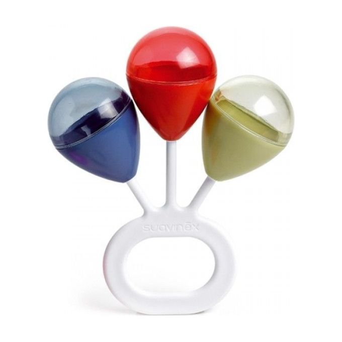 Suavinex Galaxy – Sonaglio 3 Sfere, +4 Mesi, Design Colorato, Materiale Sicuro BPA Free, Manico Ergonomico, Stimola Sensi e Motricita' Fine