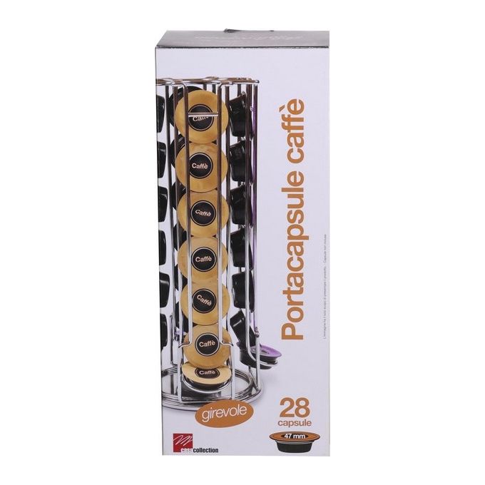 Portacapsule caffe girevole in metallo per 28 capsule