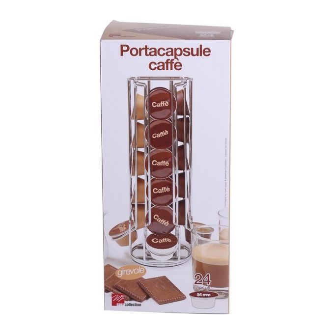 Portacapsule caffe girevole in metallo per 24 capsule