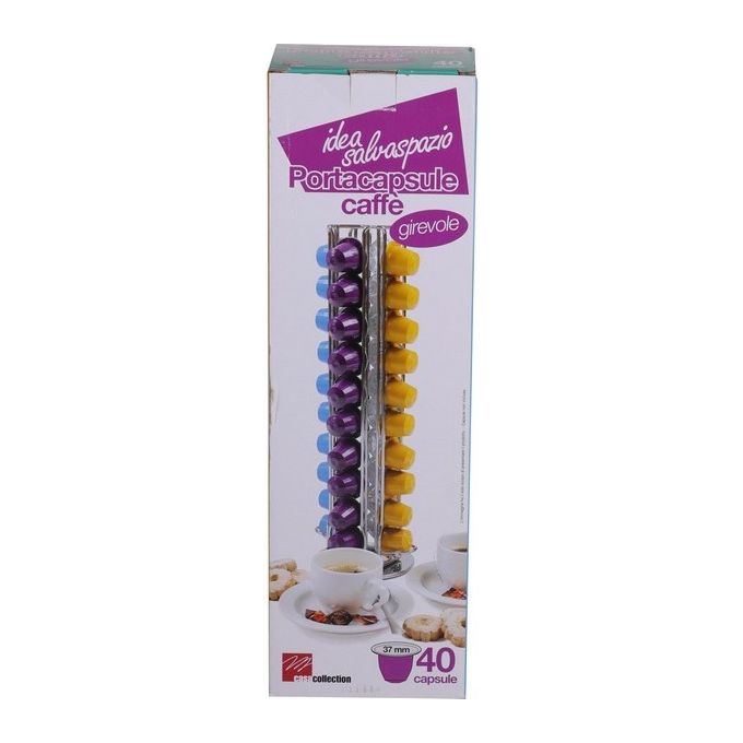 Portacapsule caffe girevole in metallo per 40 capsule