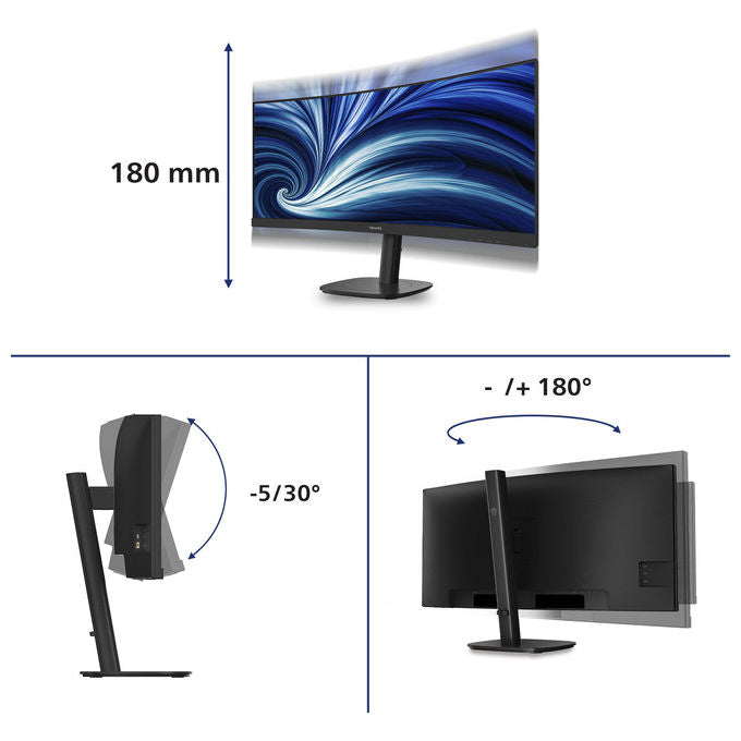 Philips 34B2N3500C-00 Monitor PC 34 3440x1440 Pixel 120 Hz VESA Adaptive Sync HDR10 colore Nero