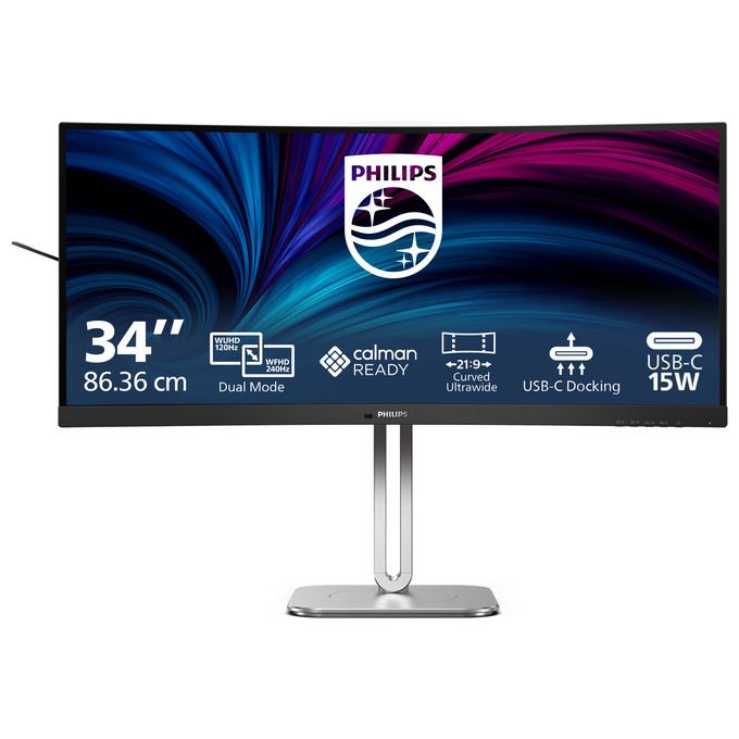 Philips 34B2U5900C Monitor 34 pollici Curvo 5120x2160@120Hz 2560x1080@240Hz Dual Mode Pannello VA 4ms HDR400 Altoparlanti Integrati Grigio Scuro