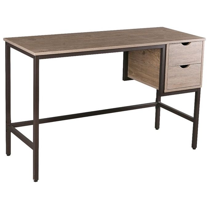 Scrivania con 2 cassetti New Jersey 120x48x76 in metallo e mdf naturale