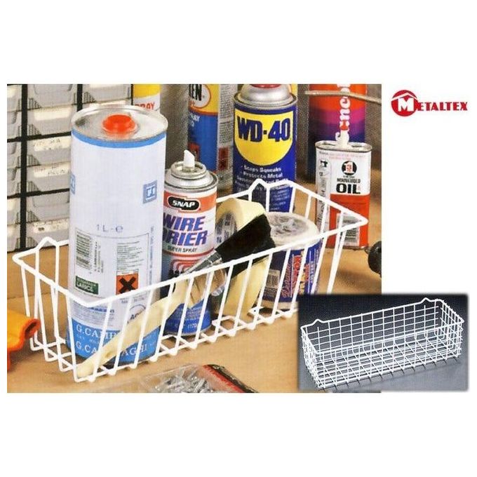 METALTEX Cestello portaoggetti in metallo bianco 33x12x9cm per organizzare con stile e funzionalita'